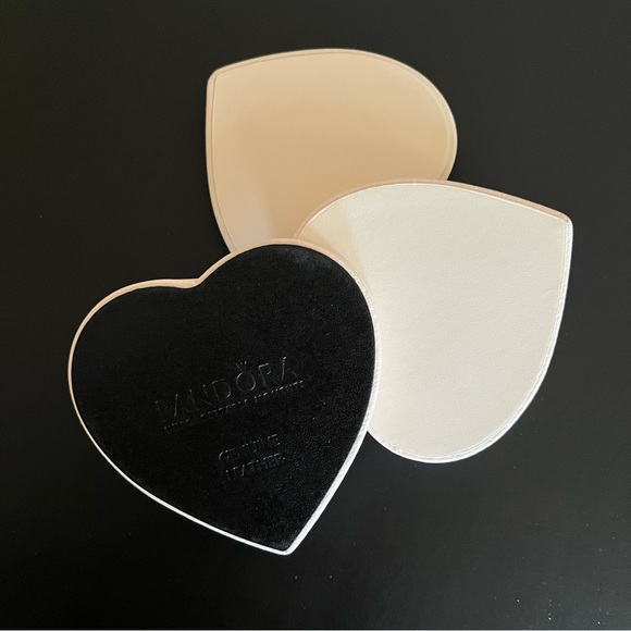 ❤️Pandora Heart-Shaped Pink Leather Jewelry Box Travel Case 2-Tiered - Picture 6 of 8